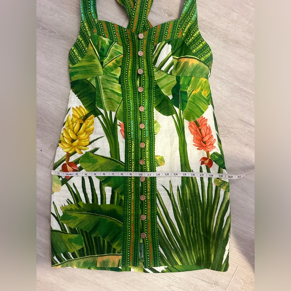 FARM Rio Fresh Forest Scarf Button Down Mini Dres Size M - Picture 9 of 10